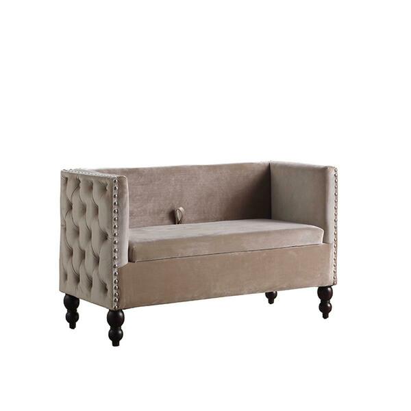 Ore Furniture 18 In. Faux Fur Top Storage Bench With Acrylic Legs - Gray HB4800
